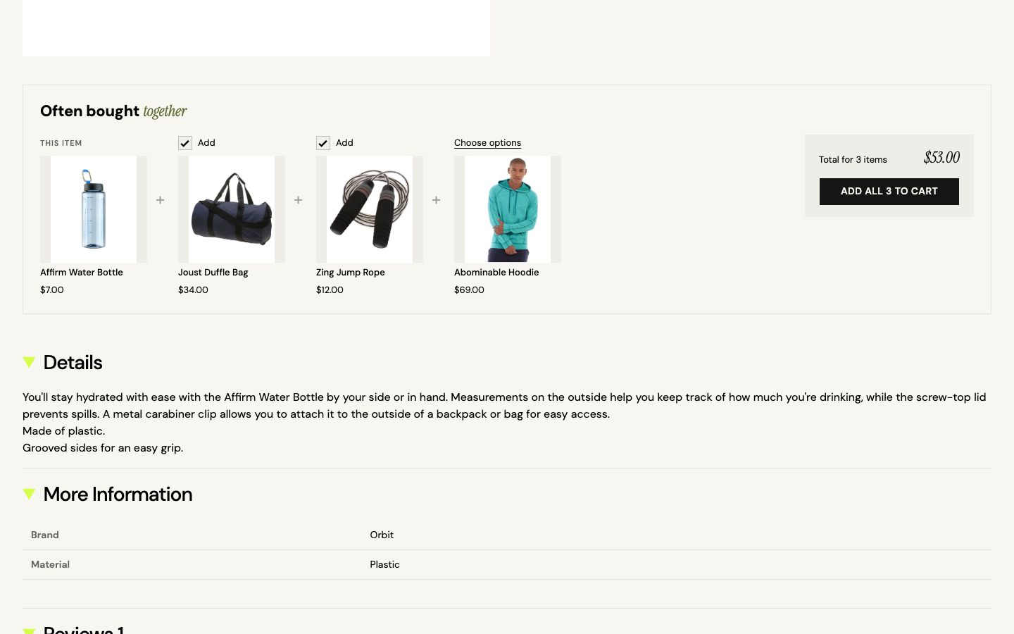 A product page with the section open.