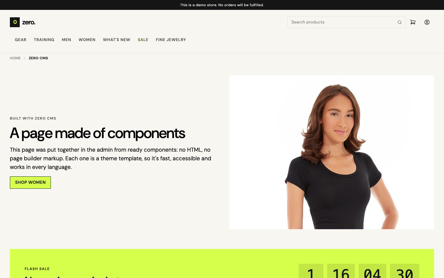 A demo page made of components.